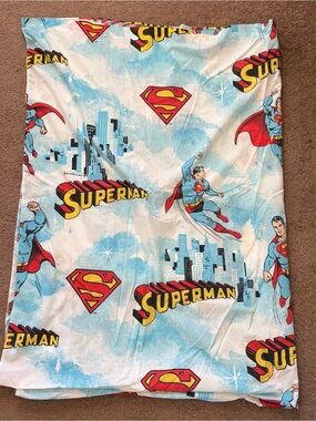 Vintage Sears Roebuck Superman DC Comics Perma-Prest Muslin Twin Flat Sheet 1978